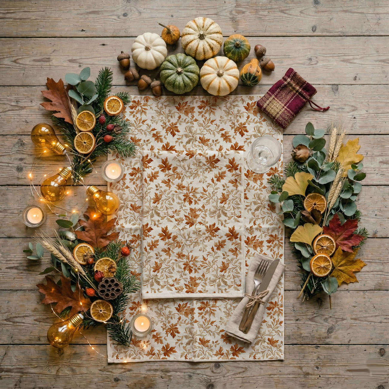 autumn leaves hand towel 
rustic fall kitchen decor towel with leaves
white cotton towel with orange and tan leaf pattern
fall themed flour sack towel for dish drying
cozy autumn kitchen towel with leafy design
autumn leaf tea towel for modern farmhouse home
fall kitchen styling with foliage print flour sack towel
thanksgiving coffee station decorated with leaf dish towel
cozy fall brunch setup featuring autumn leaf towel