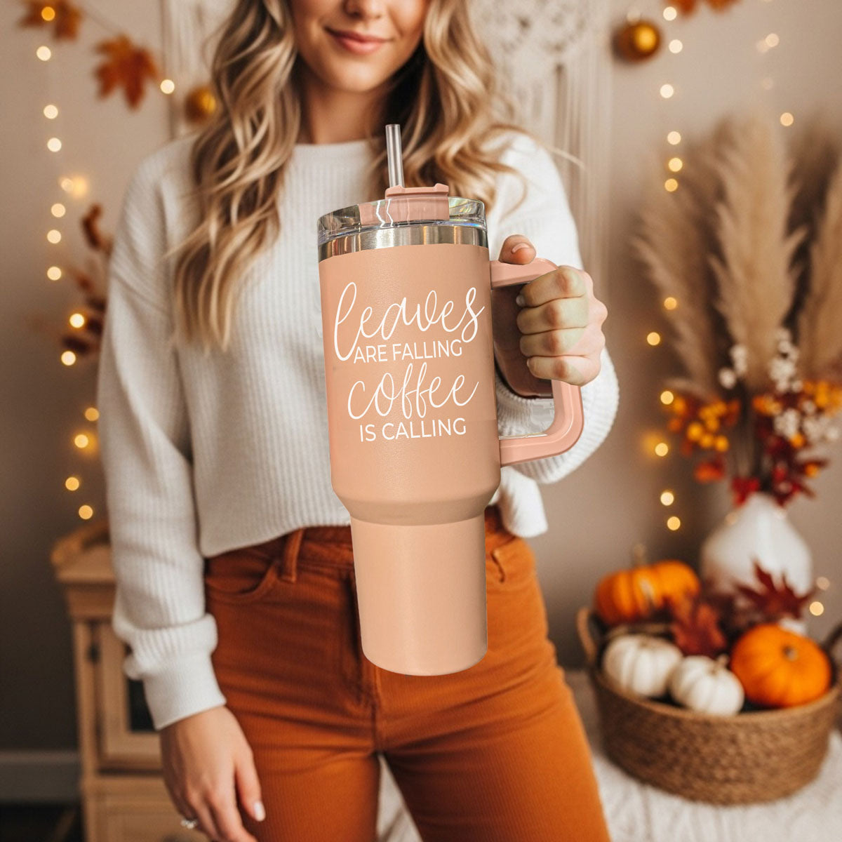 Large autumn tumbler for iced coffee
Fall water cup with handle and reusable straw
Autumn hydration tumbler with cozy style
Insulated coffee tumbler for fall mornings
40oz travel mug for autumn drinks
Handled autumn cup for hot and cold beverages
Fall iced coffee tumbler for women
Cozy morning tumbler for coffee and water
Pumpkin spice coffee cup with handle
Autumn cup with lid and straw for daily use
Warm neutral fall tumbler with simple design