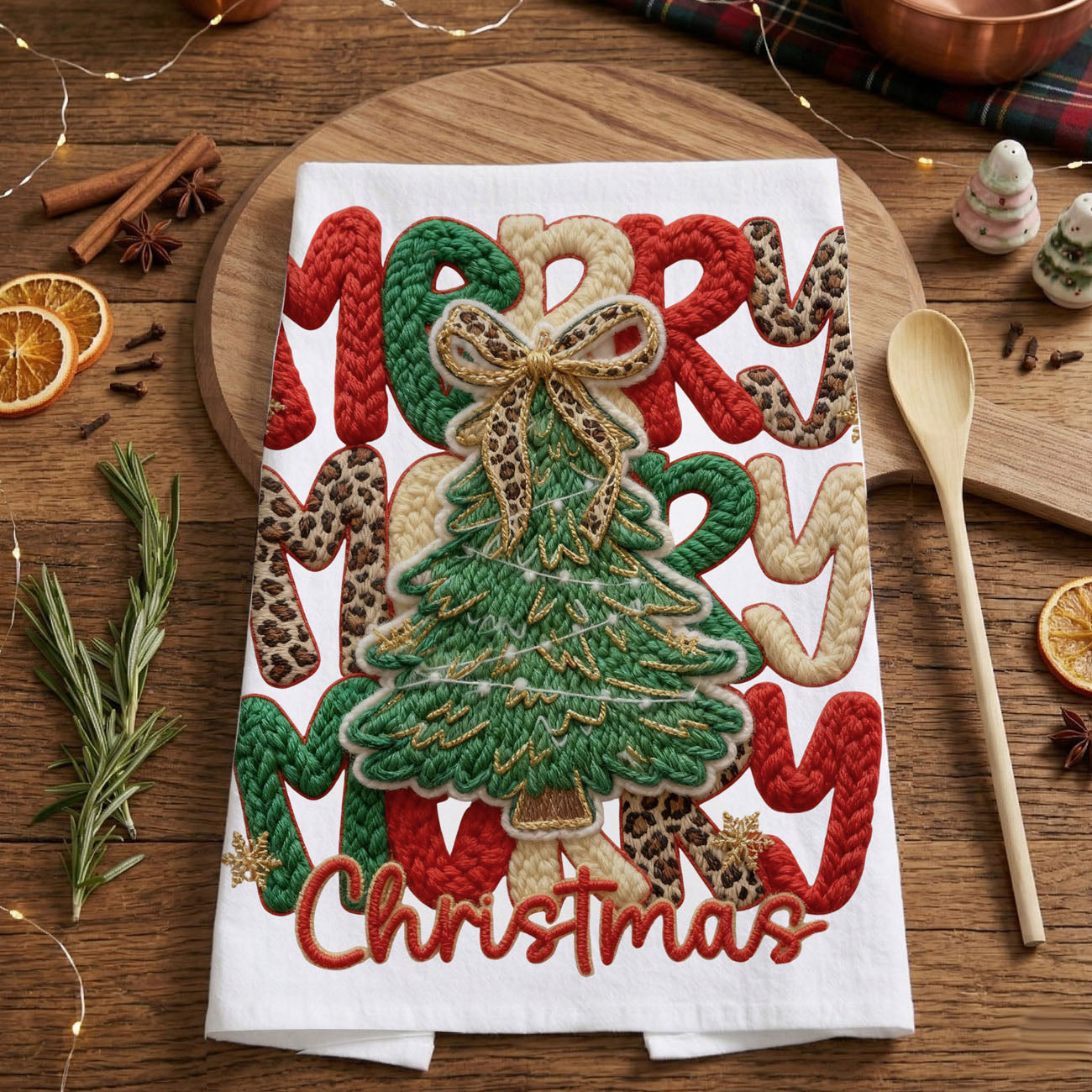 Christmas Kitchen Towels Gingerbread & Animal Print – Farmhouse Holiday Dish Towels, Courtly Check Christmas Decor, Flour Sack Cotton Tea Towels Gift