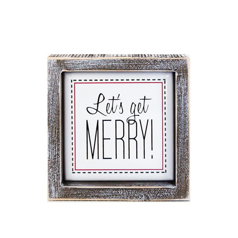 Let's Get Merry Wooden Sign, Christmas Home Decor