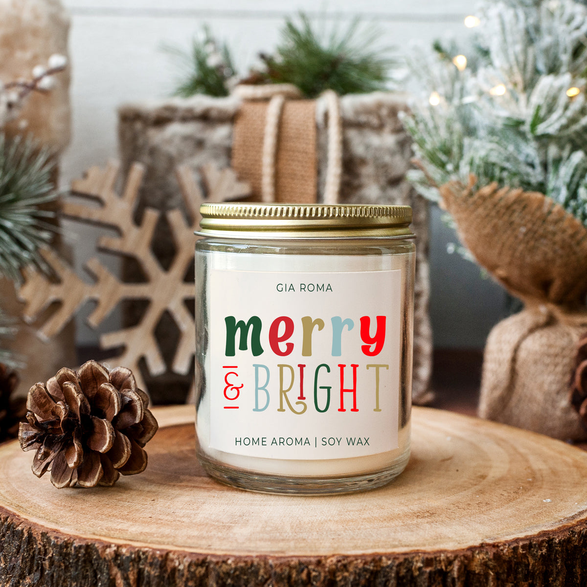 Merry & Bright Candle Soy, Bulk Christmas Candles