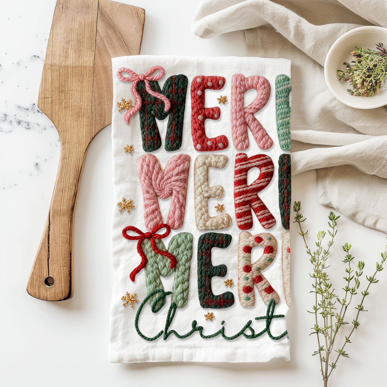 pink nutcracker kitchen towel styled on wood board with holiday decor
merry christmas pink towel with knit lettering and festive accents
cute ballet nutcracker christmas towel flat lay kitchen styling
pink christmas towel aesthetic cozy holiday kitchen scene
feminine holiday kitchen towel with nutcracker and tree design