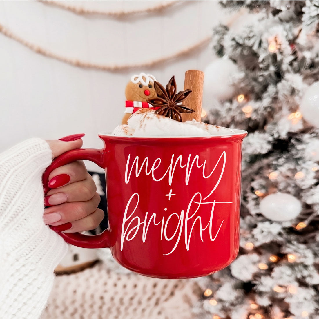 Cute Merry and Bright ceramic coffee cup
Red ceramic mug with white Christmas lettering
Green ceramic mug with white Christmas lettering
Christmas cup with Merry + Bright typography
Festive typography Christmas mug
Holiday coffee mug with cheerful phrase
Merry Bright Christmas ceramic mug
Classic Christmas mug in red or green