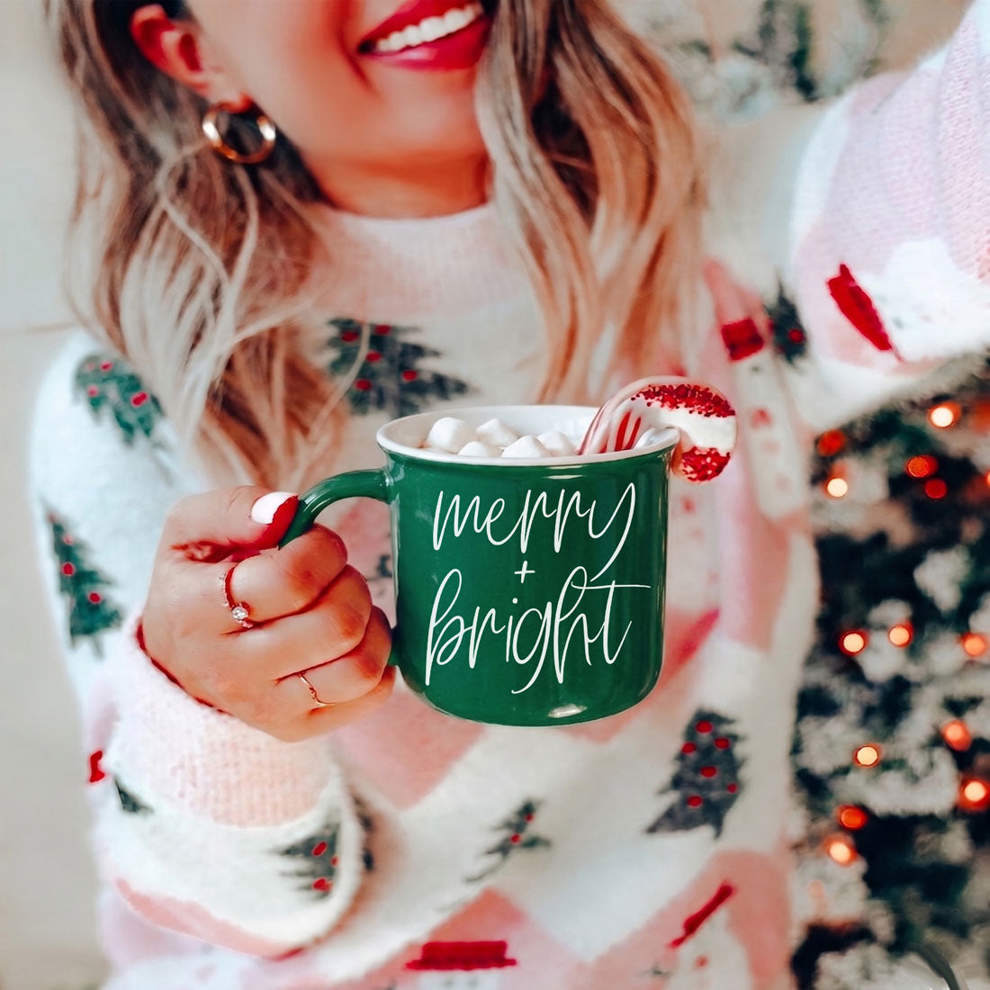 Merry + Bright red ceramic mug
Merry + Bright green ceramic mug
Christmas coffee mug in classic holiday colors
Red green holiday mug with Christmas quote
Simple Christmas mug with Merry and Bright wording
Cozy Christmas mug for hot drinks
Holiday mug for festive kitchen shelves
Christmas mug for seasonal coffee bar display