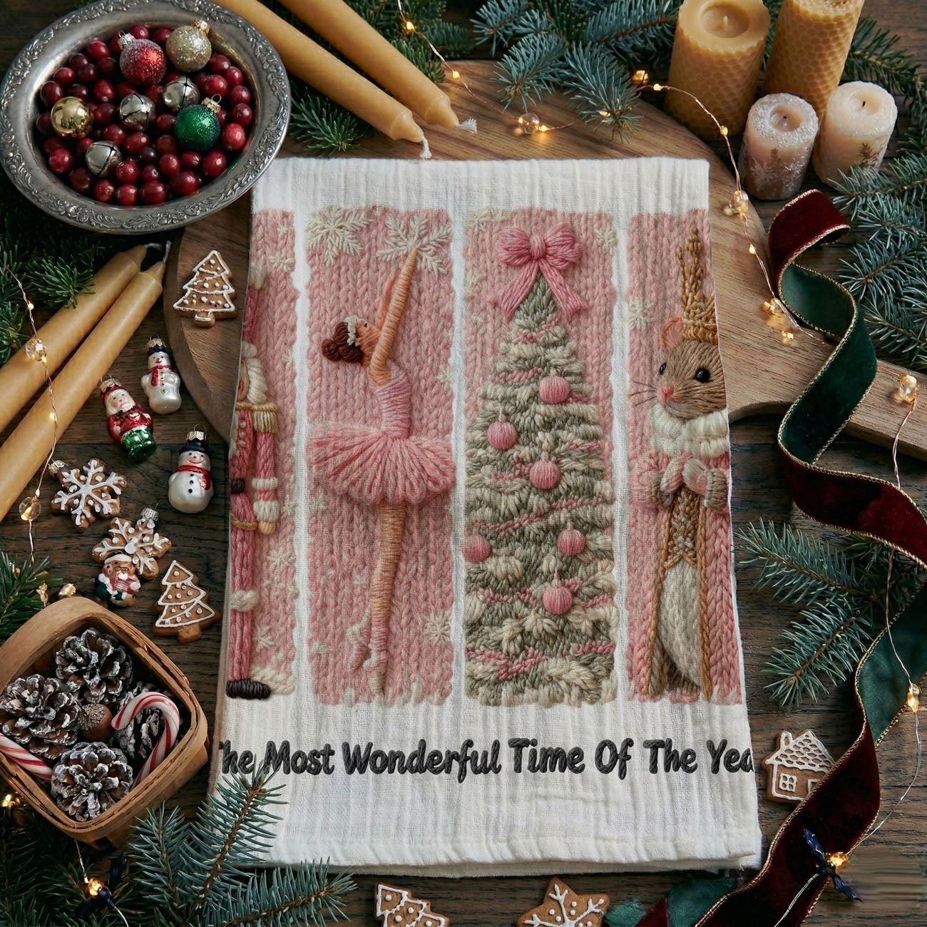 pink christmas aesthetic kitchen decor towel
soft girl christmas kitchen towel pink decor
coquette christmas kitchen towel pink holiday style
feminine christmas kitchen decor pink towel