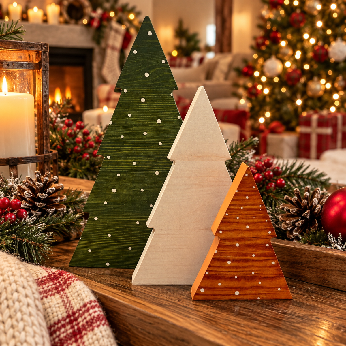 wooden Christmas tree decorations
wooden Christmas tree decor set
rustic Christmas tree tabletop decor
farmhouse wooden Christmas trees