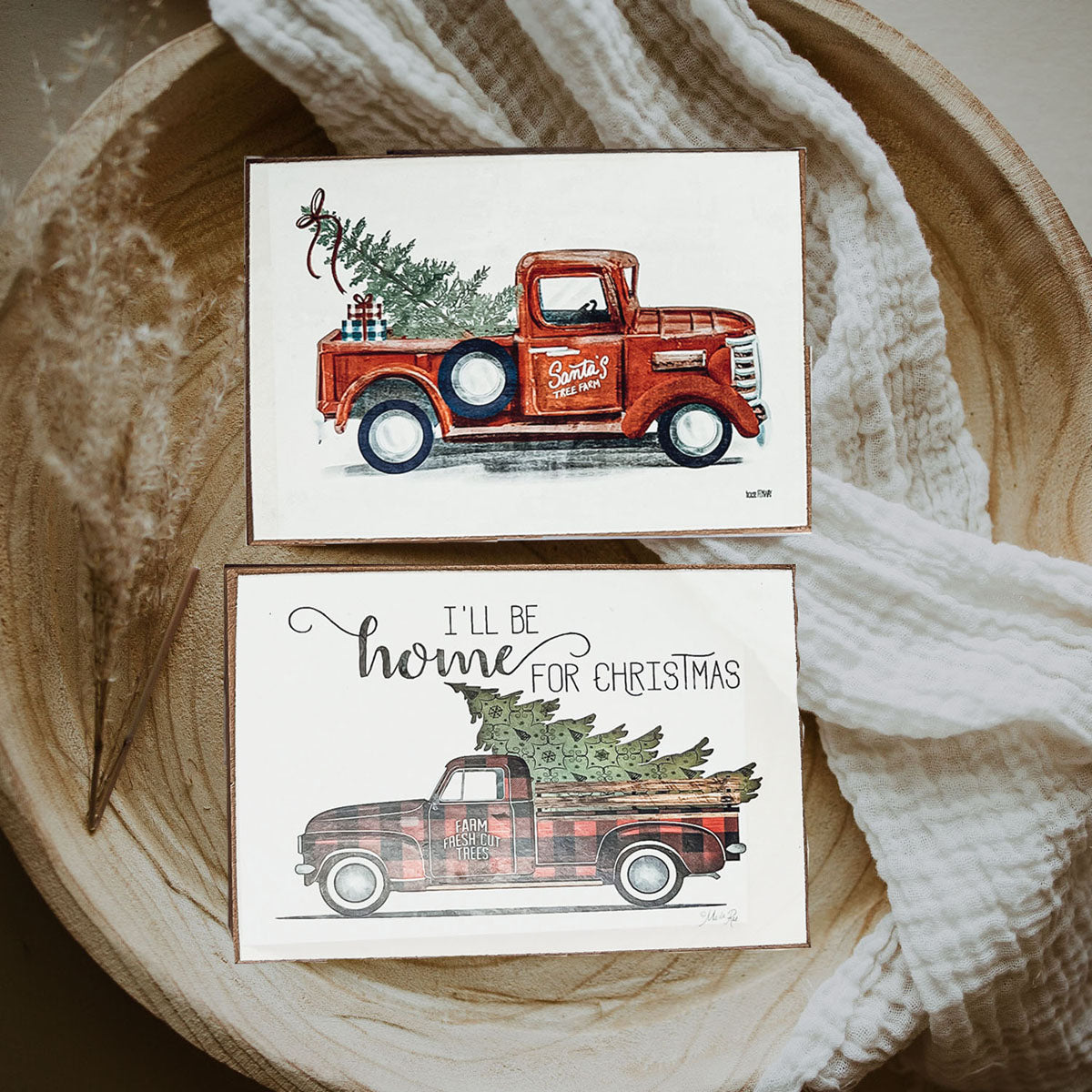 Modern Farmhouse Christmas Signs with Vintage Red Truck