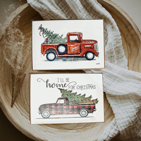 Modern Farmhouse Christmas Signs with Vintage Red Truck