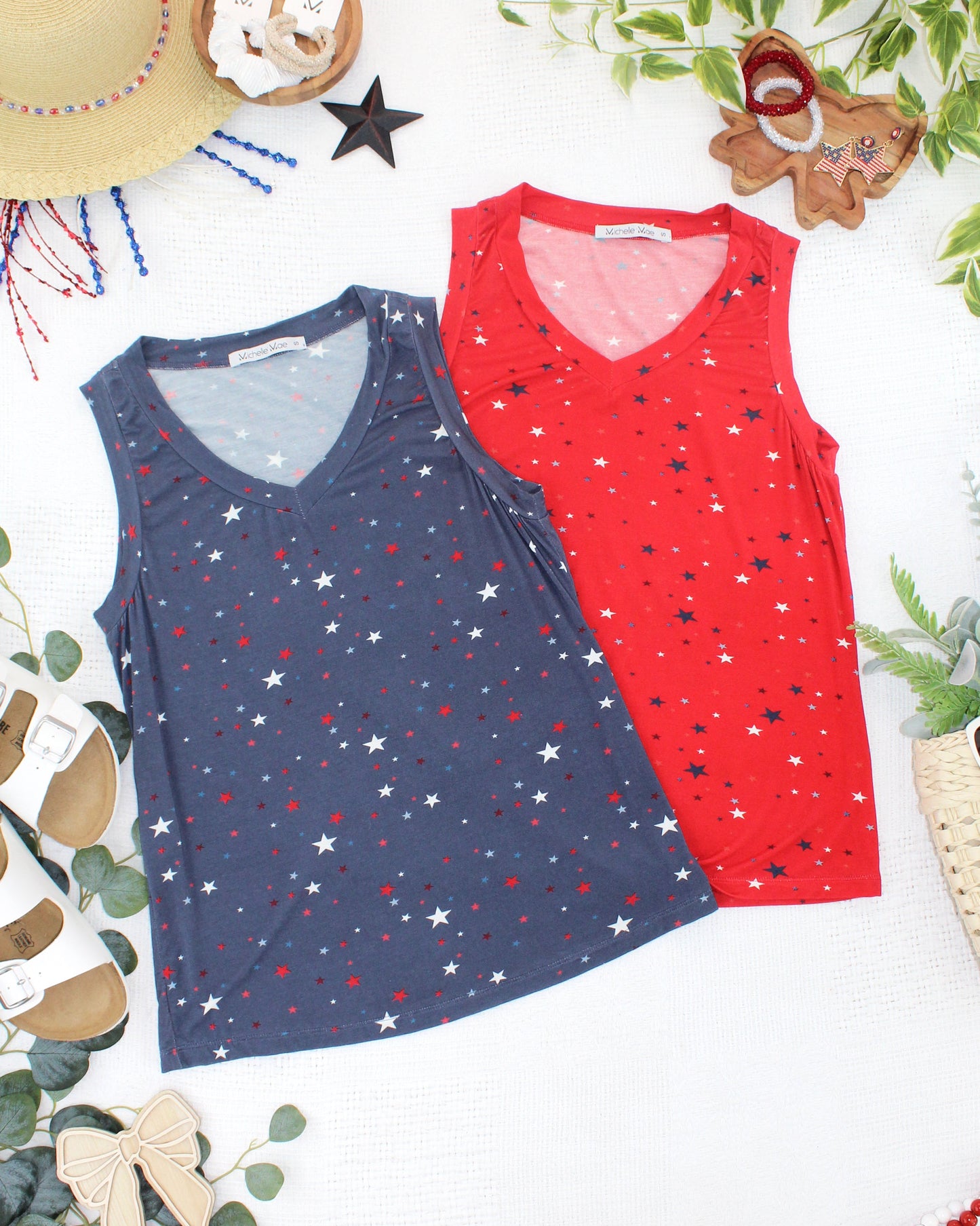 IN STOCK Noelle Tank - Red Liberty Stars