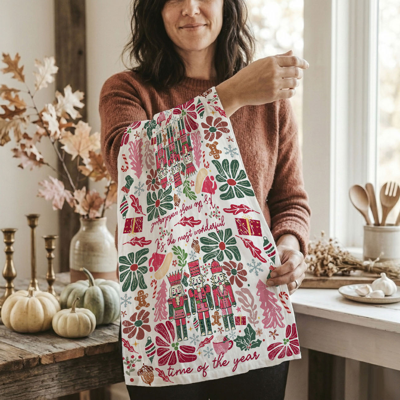 cottage style pink christmas dish towel with nutcracker soldiers
unique pink boho christmas kitchen towel for holiday decor
trendy pink nutcracker kitchen towel for modern christmas home
whimsical pink christmas kitchen towel floral nutcracker print
soft pink holiday dish towel vintage boho christmas style
pink aesthetic christmas kitchen towel for cozy holiday home