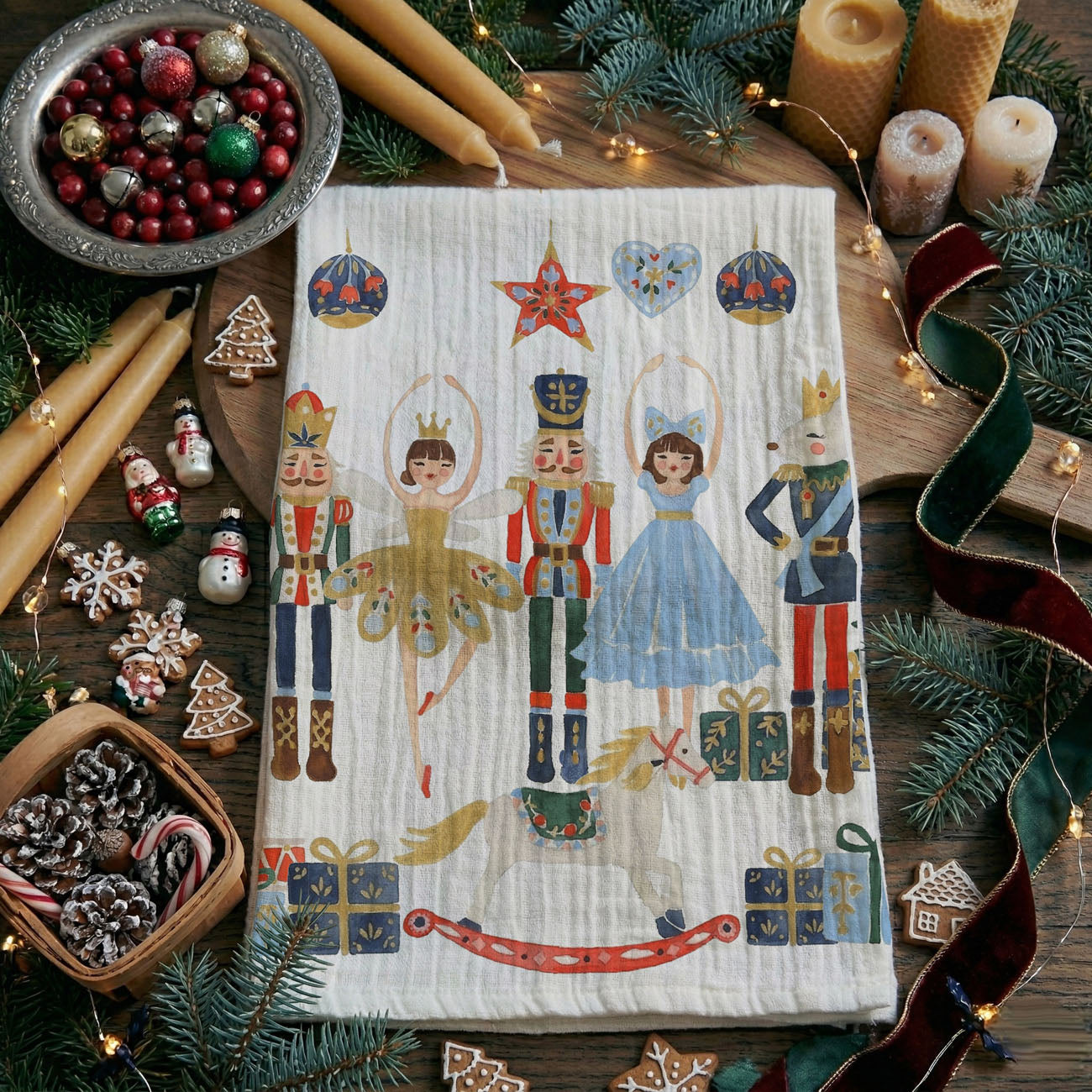 nutcracker christmas kitchen towel vintage holiday design
classic nutcracker ballet dish towel christmas decor
nutcracker themed kitchen towel festive holiday accessory
traditional christmas nutcracker tea towel kitchen decor
holiday dish towel with nutcracker and ballerina design