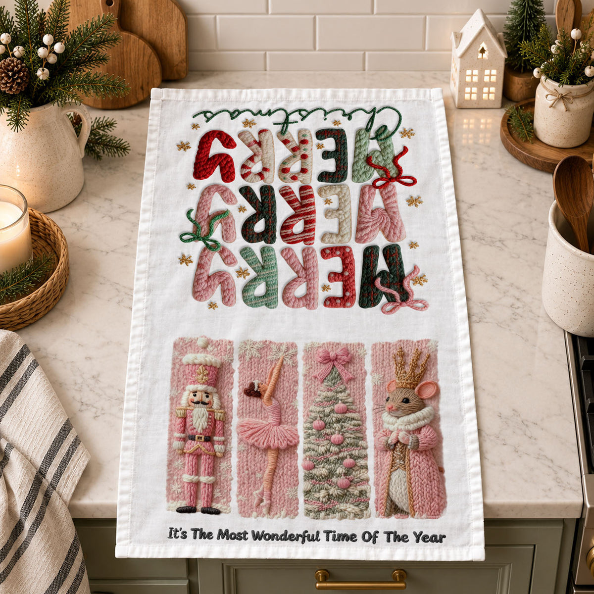 playful christmas towel cute festive kitchen decor
storybook christmas kitchen towel nutcracker design
enchanted christmas decor pink kitchen towel
joyful holiday towel merry christmas pink design
cheerful christmas kitchen towel cozy festive look
decorative christmas dish towel for kitchen display
christmas kitchen towel hanging oven handle holiday decor
pink holiday towel styled for christmas hosting setup
seasonal kitchen decor towel winter holiday theme