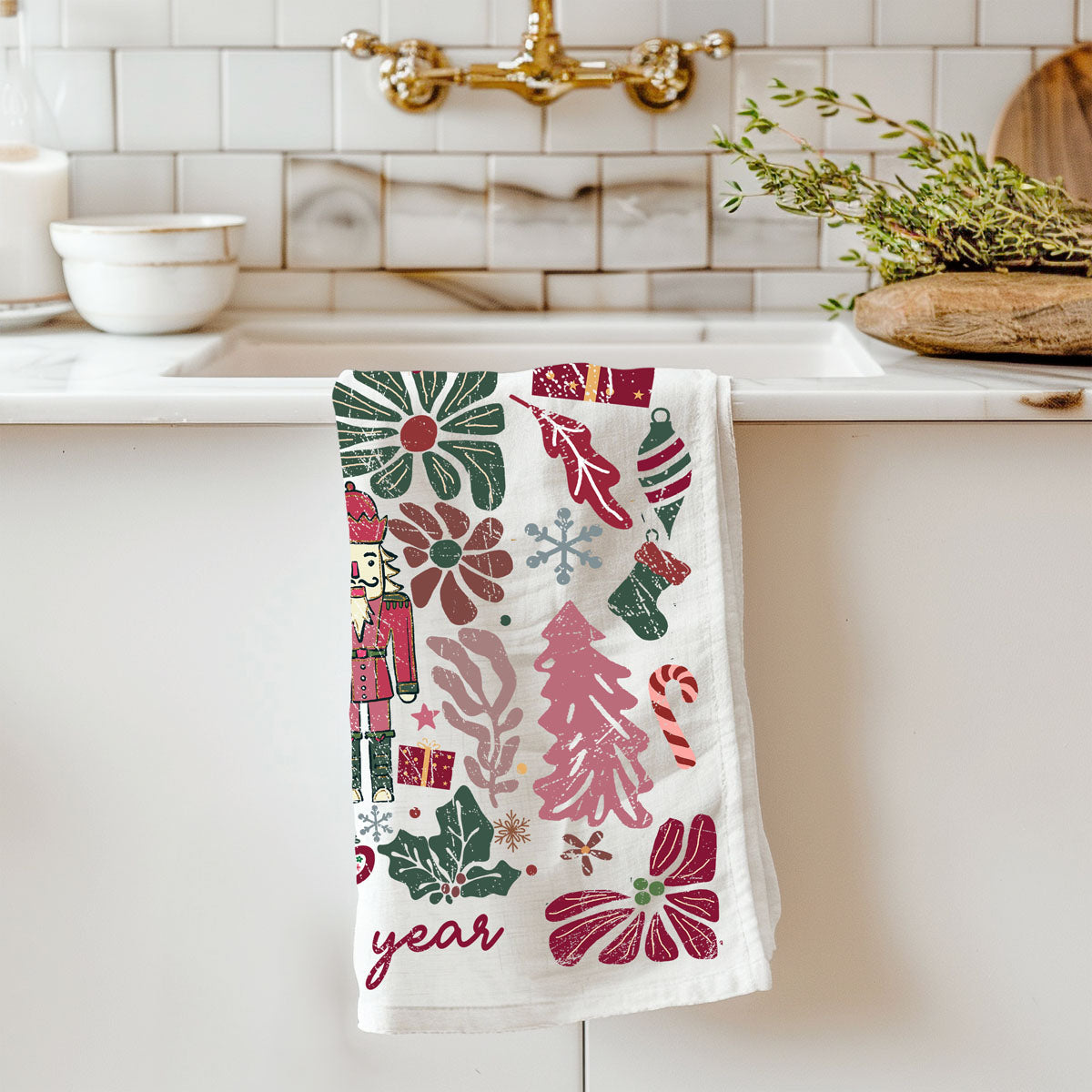 Boho Floral Nutcracker Towel