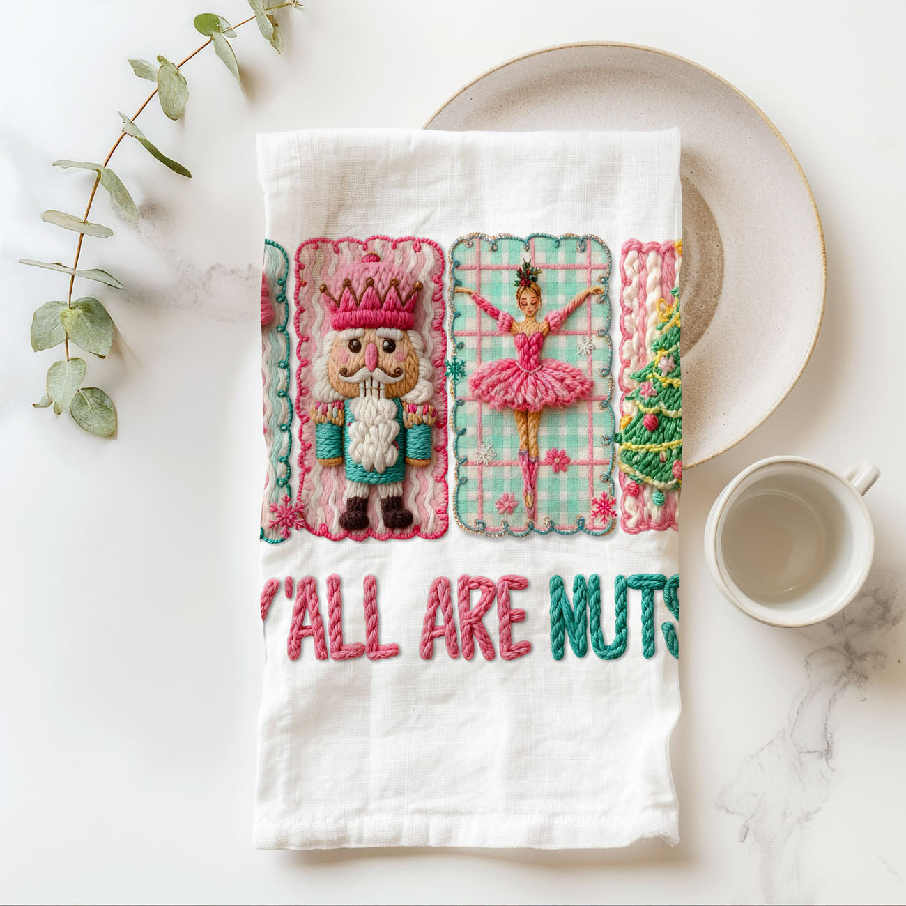 chic holiday kitchen towel pink and green festive palette
decorative christmas dish towel for stylish home kitchen
seasonal pink kitchen towel christmas home decor accessory
holiday home styling towel pink festive decor