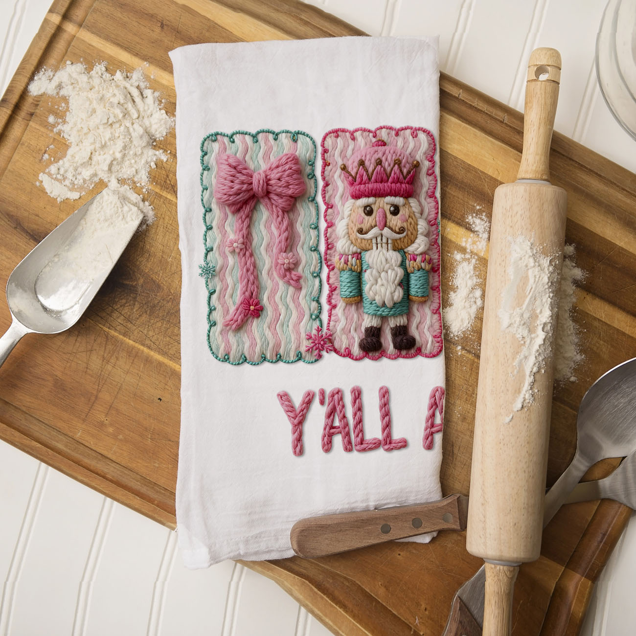 trendy pink holiday decor towel for stylish kitchen setup
unique pink christmas towel gift for home decor lovers
cozy pink christmas dish towel for festive kitchen styling
pretty nutcracker kitchen towel pink christmas aesthetic