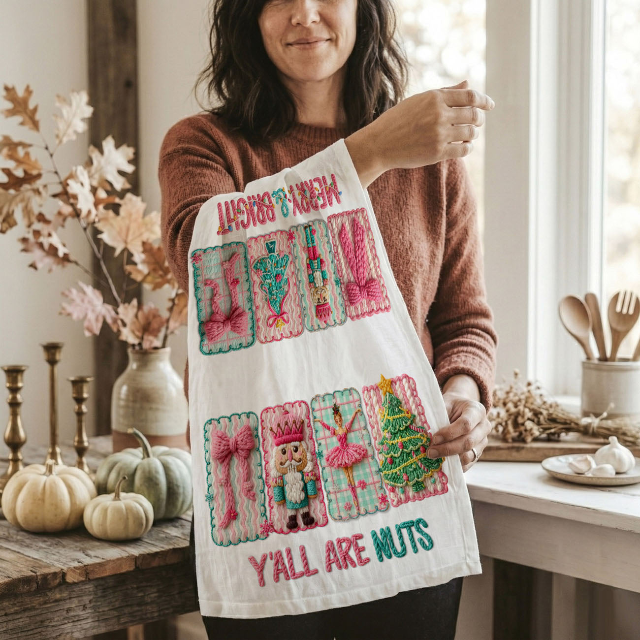 pink nutcracker merry christmas kitchen towel decorative dish cloth
feminine holiday kitchen towel pink nutcracker and ballerina design
merry christmas pink dish towel festive kitchen decor accessory
pink christmas towel with nutcracker ballet theme holiday decor
