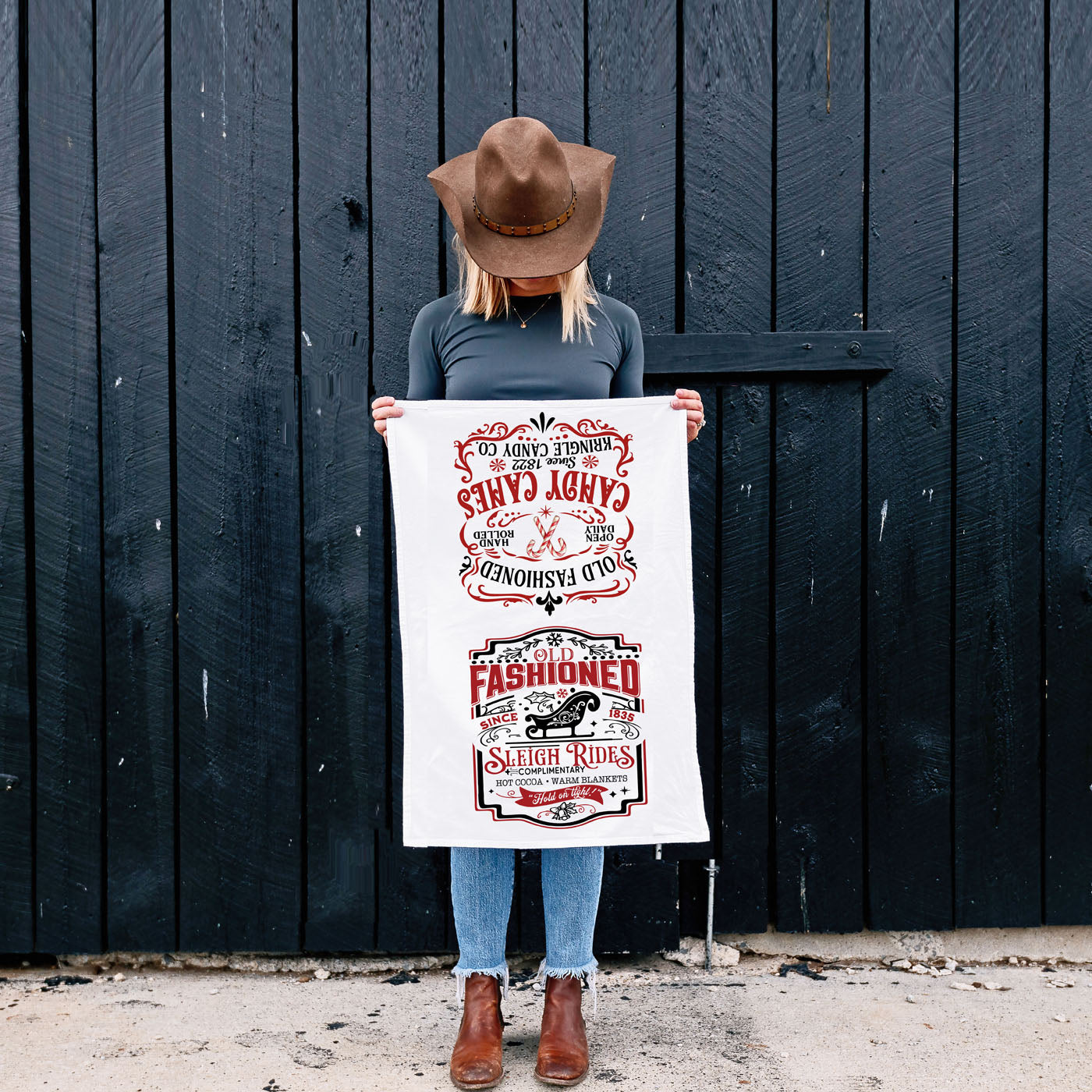 Sleigh Rides Candy Canes Towel