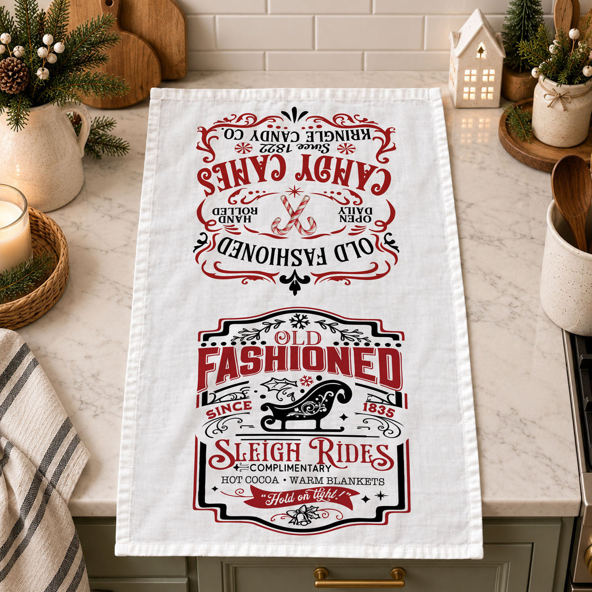 Sleigh Rides Candy Canes Towel