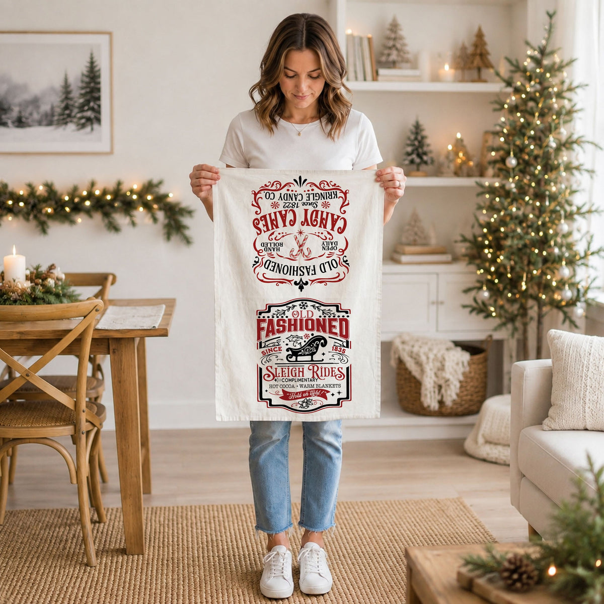 Where to buy candy cane decorations?
Where to get candy cane Kitchen Decorations in the USA? 
Kringle Candy Co Home Decor inspiration.
Kringle Kitchen Towels for the holidays.
Red and black Holiday kitchen decor vintage
traditional christmas kitchen towel vintage style decor
classic holiday kitchen dish towel old world design