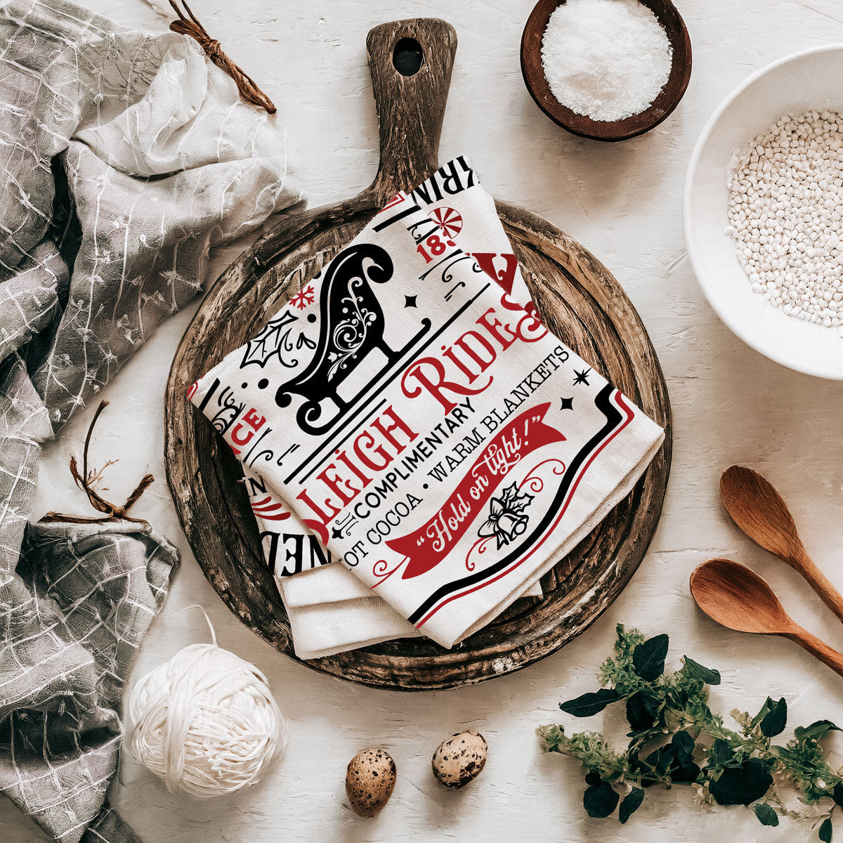 Sleigh Rides Candy Canes Towel