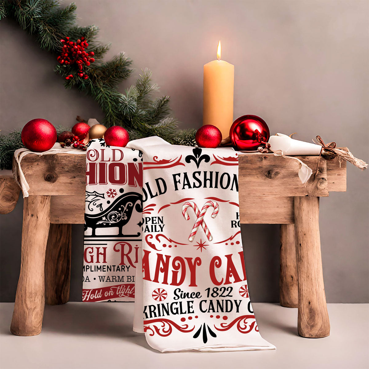 Sleigh Rides Candy Canes Towel