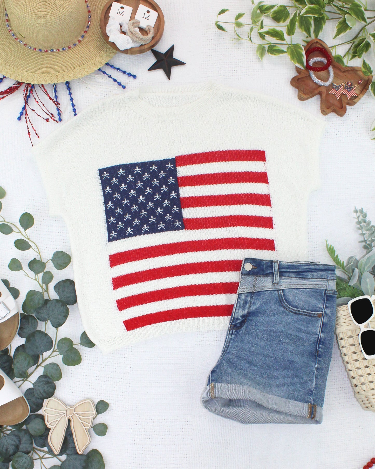 IN STOCK American Flag Open Knit Top
