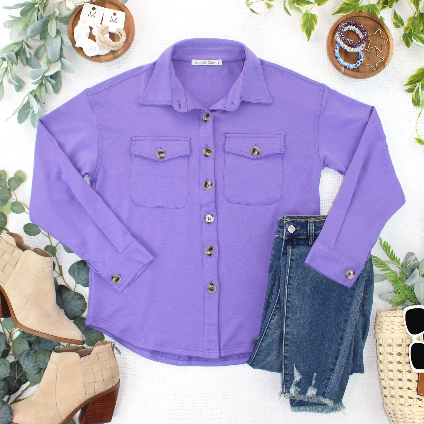 IN STOCK Brenna Button Down Top - Purple