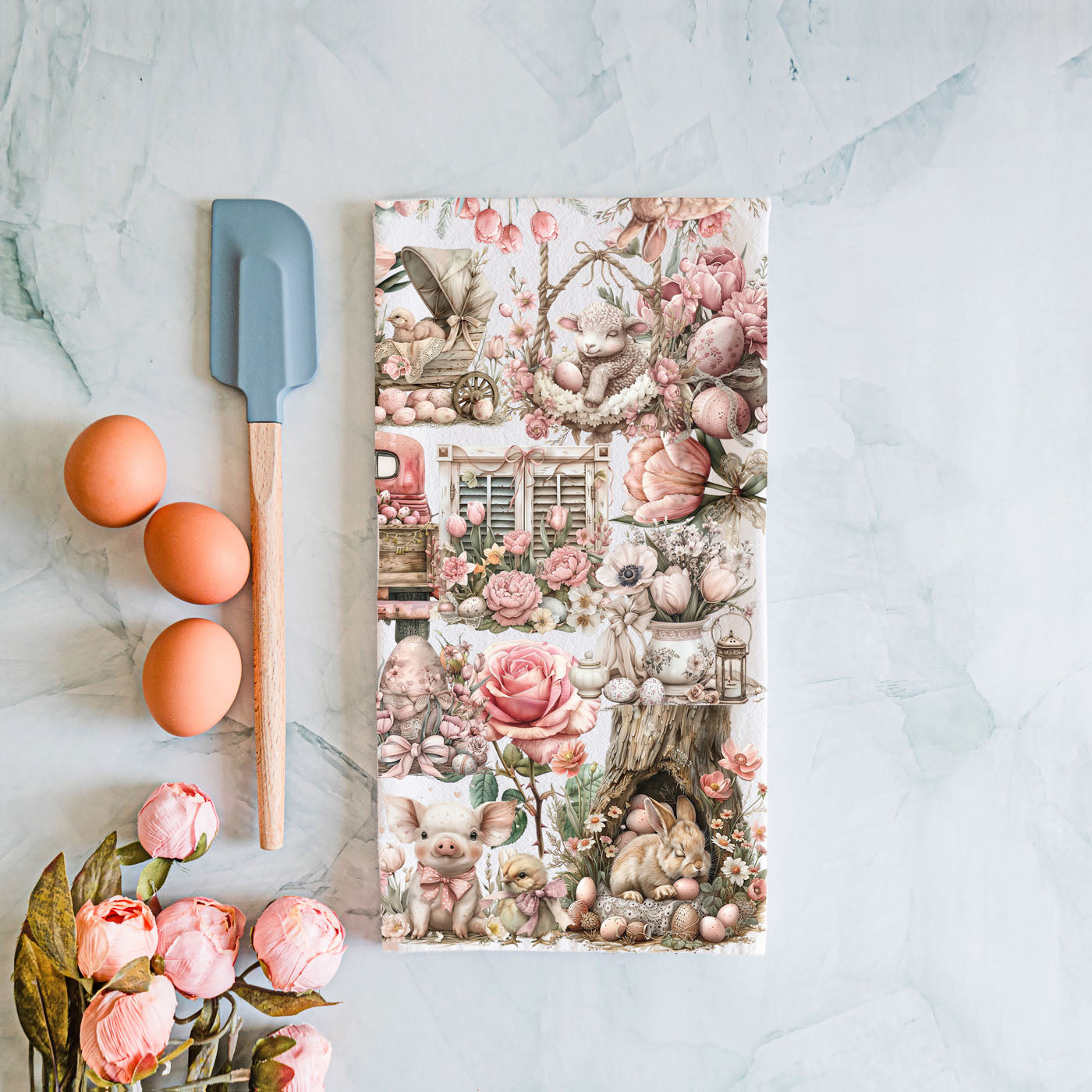 Pink bunny cottage kitchen towel with roses and pumpkins Easter
Vintage watercolor bunny dish towel blush pink cottage garden spring
Dusty rose bunny kitchen towel Victorian cottage farmhouse decor
Blush pink Easter bunny towel with cottage and flower garden