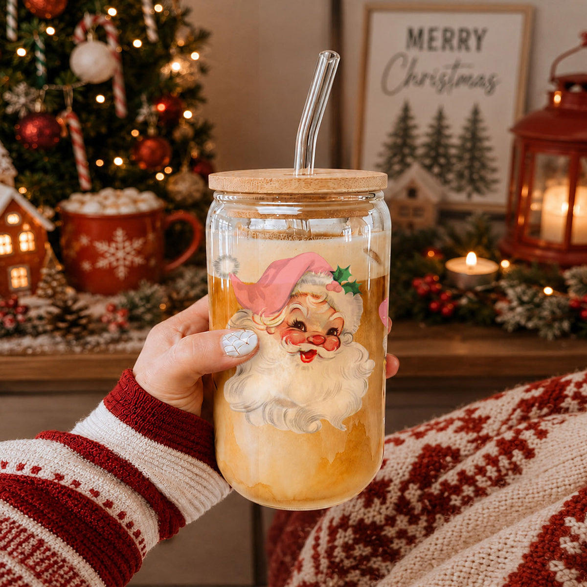 Vintage Pink Santa