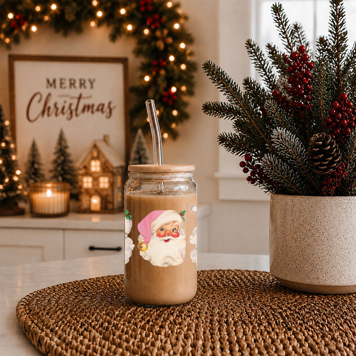 Vintage Pink Santa