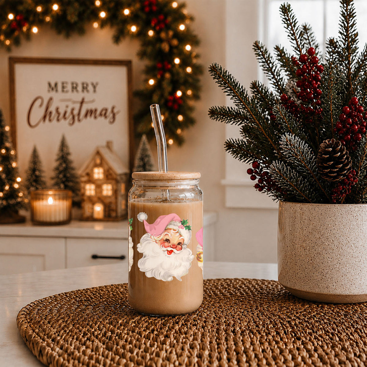 Vintage Pink Santa