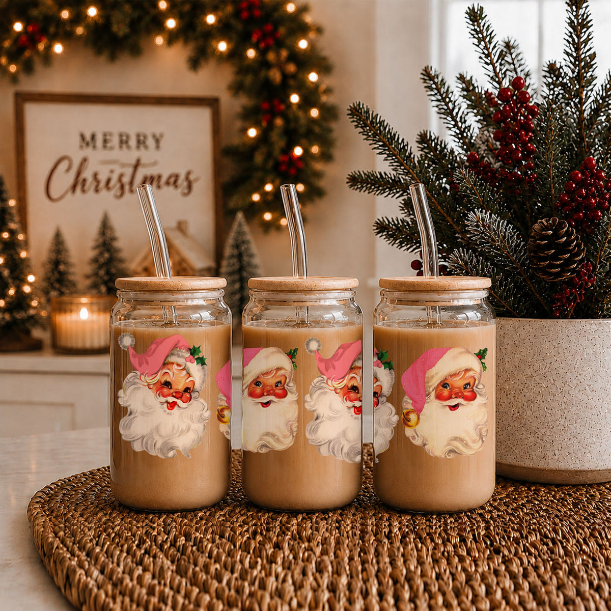 Vintage Pink Santa