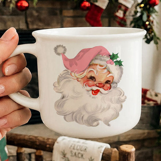 Holiday mug with nostalgic pink Santa art
Christmas mug with whimsical Santa design
Retro Christmas mug with pink Santa Claus
Santa face Christmas mug with pink hat
Vintage Santa mug for peppermint mocha
Pink Santa mug for tea coffee and cocoa
Christmas mug for Santa lovers
Cute pink Santa mug for holiday mornings
Holiday coffee cup with retro pink Santa
Vintage style Santa Claus mug
Christmas ceramic mug with smiling Santa face