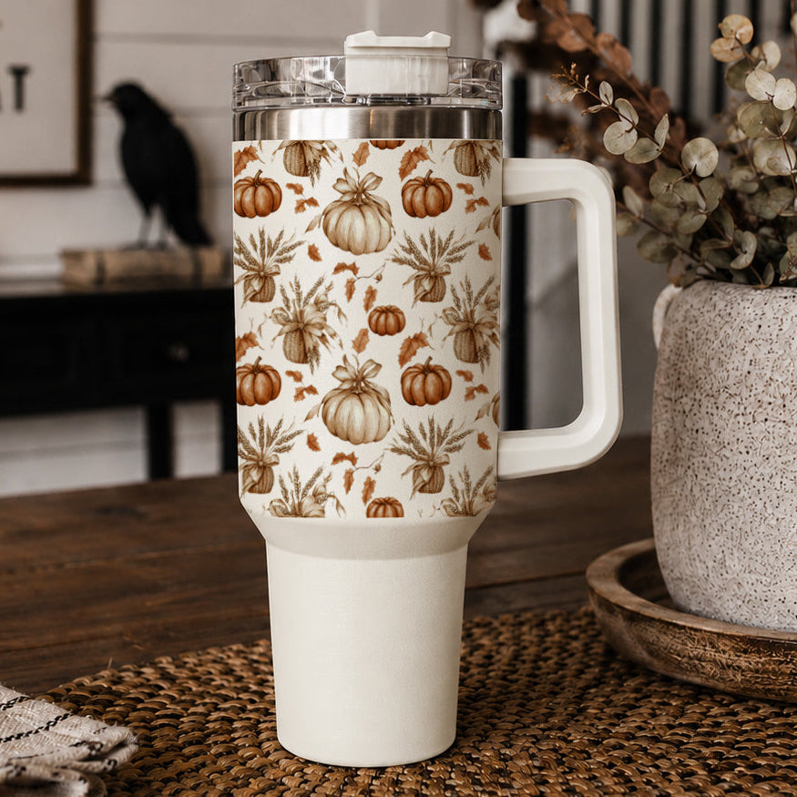 40oz pumpkin tumbler with fall leaf design
Autumn pumpkin tumbler with neutral farmhouse style
Fall pumpkin tumbler with handle and straw lid
40oz fall tumbler with pumpkins and leaves
Boho pumpkin tumbler for autumn drinks
Neutral pumpkin tumbler for fall coffee lovers
Pumpkin and leaf tumbler for cozy season
Autumn leaf tumbler with pumpkin pattern
Fall travel tumbler with pumpkin and leaf design