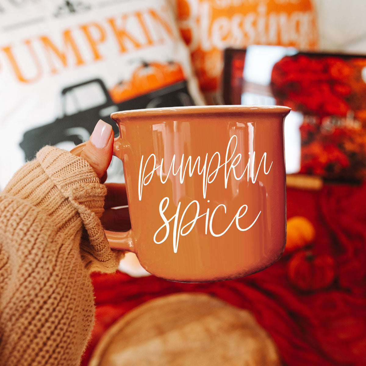 spooky cute halloween coffee cup
cozy cabin fall mug for weekend getaway
autumn self care night mug with warm drink
fall decor accent mug on coffee table
halloween themed drinkware for hot chocolate