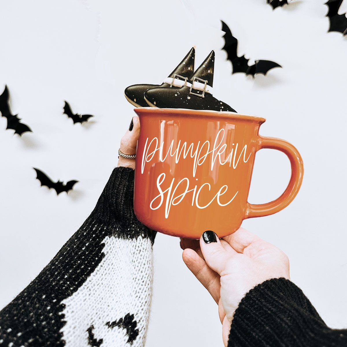 cozy autumn drinkware for home
fall themed ceramic mug for hot coffee
orange halloween mug for spooky season
fall gift for coffee and tea lovers
autumn lover mug with seasonal color