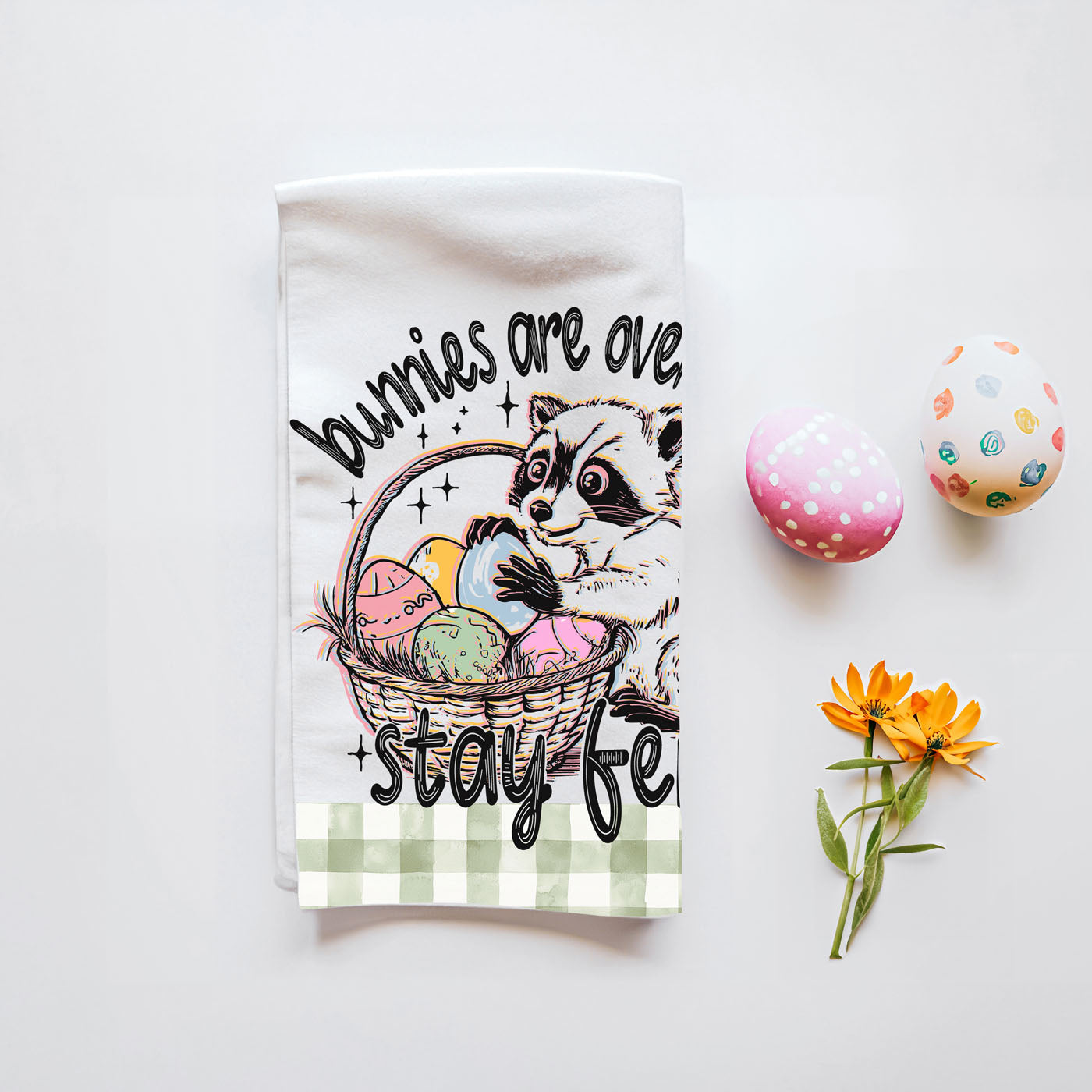 Raccoon lover gift kitchen towel Easter funny farmhouse
Trash panda enthusiast Easter dish towel raccoon humor
Chaotic friend gift raccoon kitchen towel Easter gingham
Funny Easter gift raccoon towel eggs farmhouse spring