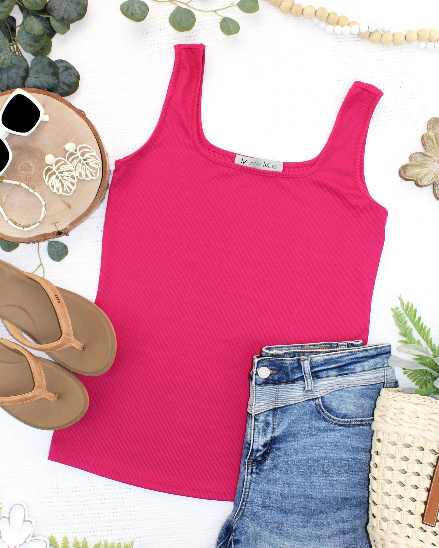 IN STOCK Rachel Ribbed Tank -  Hot Pink