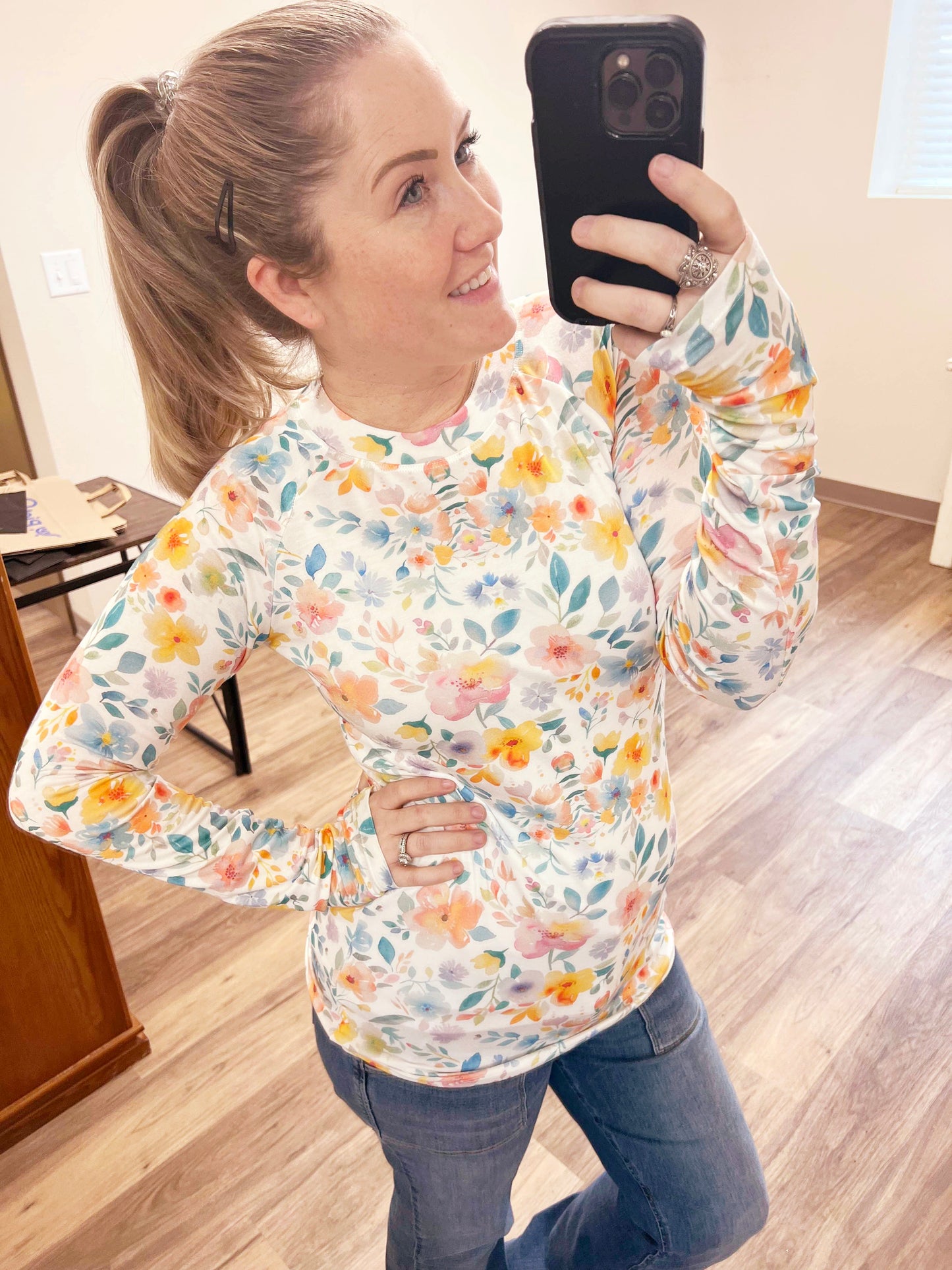 IN STOCK Blair Long Sleeve Top - Watercolor Floral