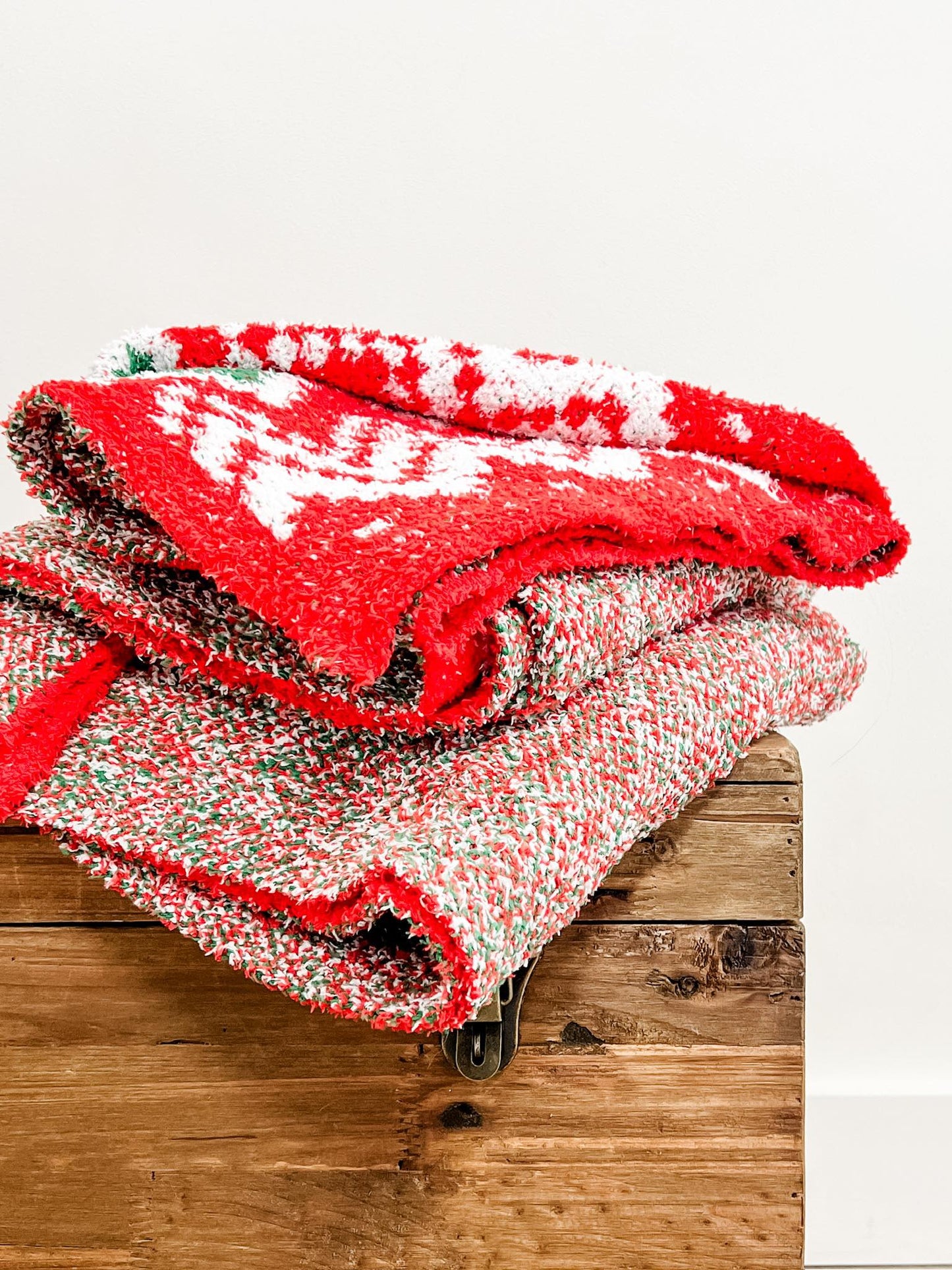 IN STOCK Plush and Fuzzy Blanket - Holiday Chevron