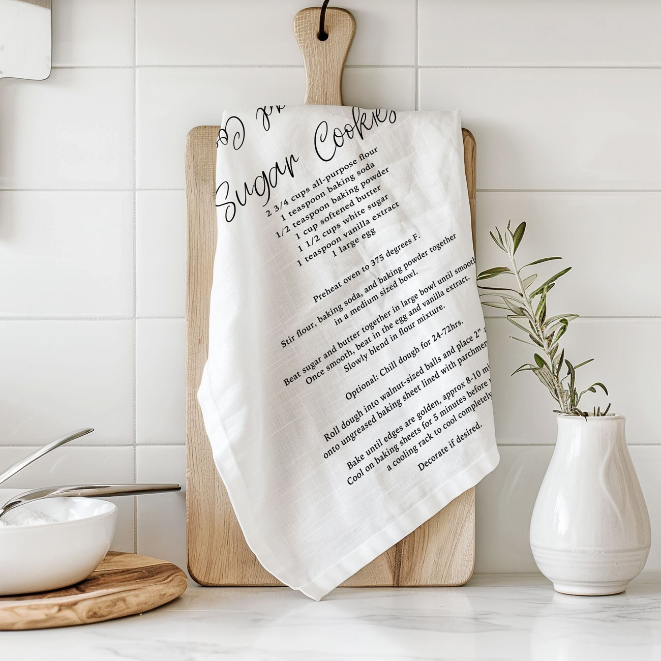 christmas towel with recipe so you dont forget ingredients
holiday kitchen towel with baking instructions built in
recipe towel to make baking easier during holidays
kitchen towel that helps you bake cookies step by step
holiday baking towel with instructions printed clearly