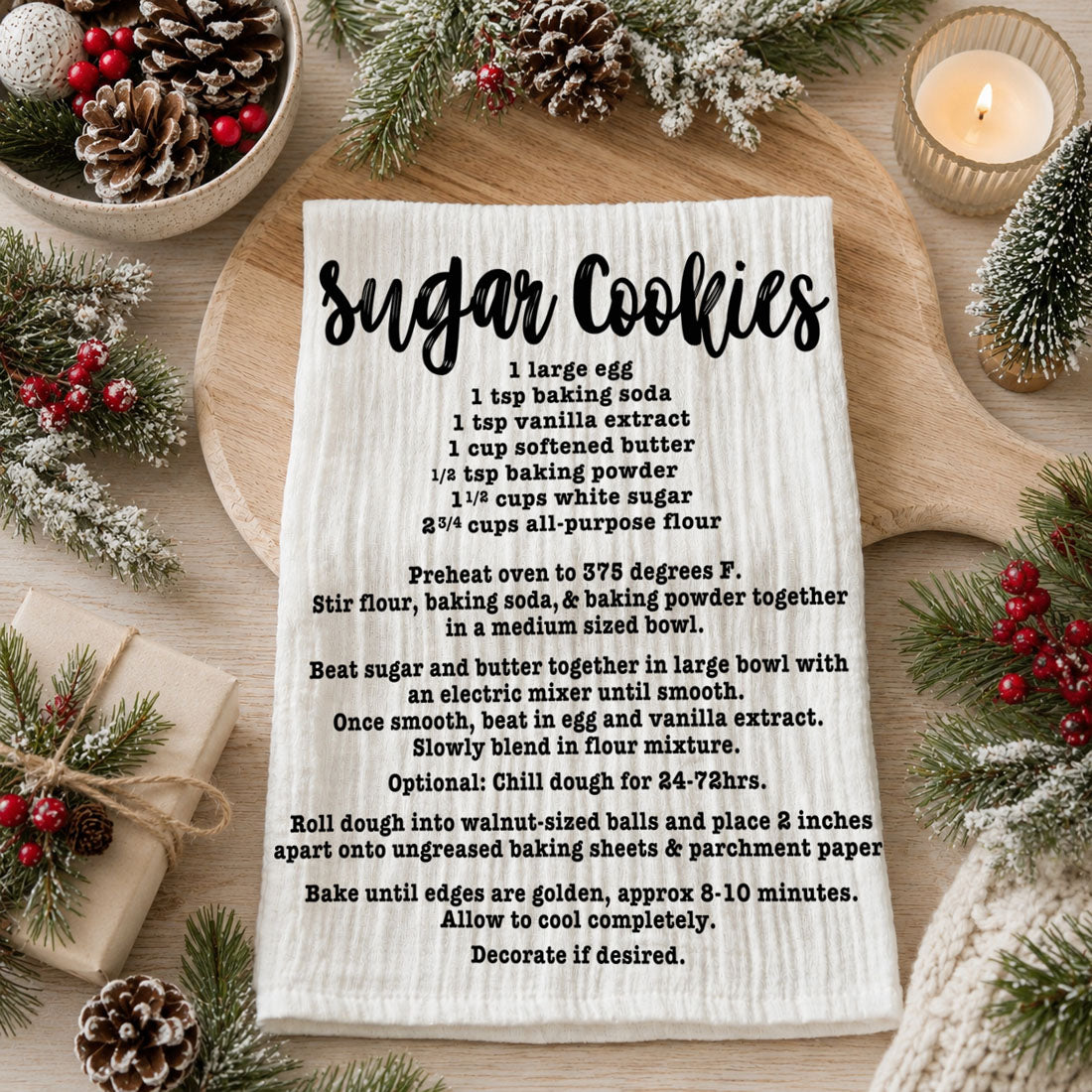 kitchen towel you can actually use for baking
functional christmas decor kitchen towel recipe
kitchen towel for everyday use holiday baking
decor that doubles as recipe kitchen towel
practical kitchen decor christmas baking towel
christmas kitchen towel held by woman cozy home
holiday towel lifestyle outdoor christmas scene
kitchen towel with recipe in front of christmas tree
festive towel styled with holiday decor lights
cozy christmas kitchen towel lifestyle aesthetic
