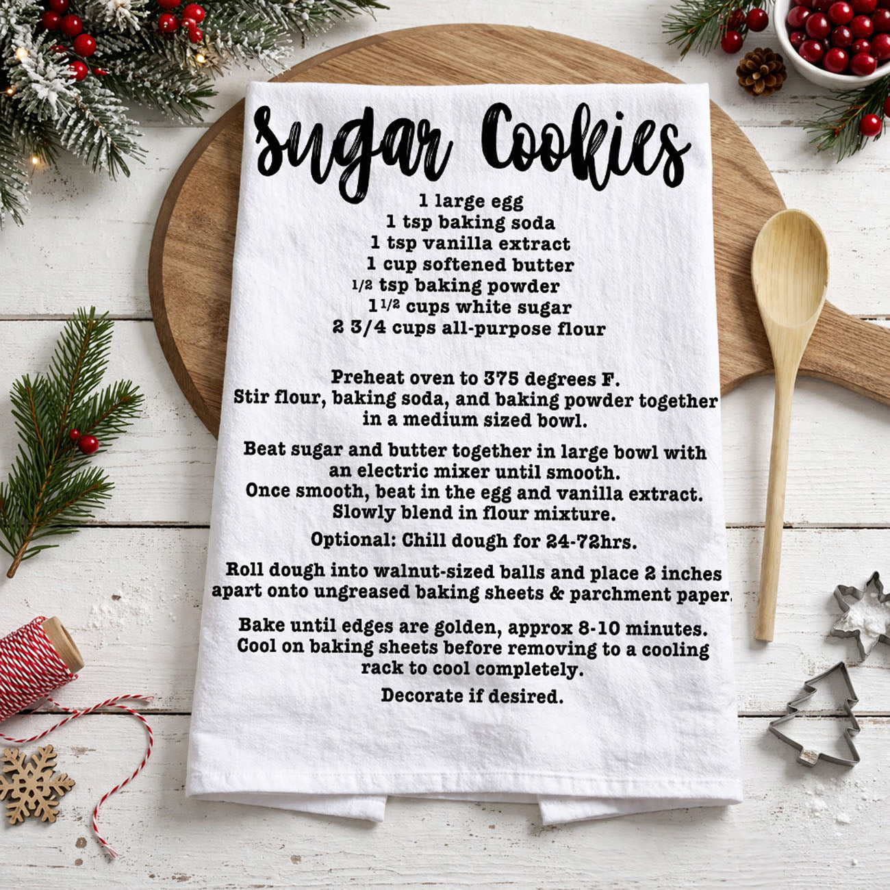 gingerbread cookie recipe printed on kitchen towel
christmas baking recipe towel for kitchen decor
holiday kitchen towel with baking instructions printed
recipe tea towel gingerbread cookies christmas baking
kitchen towel with cookie recipe for holidays