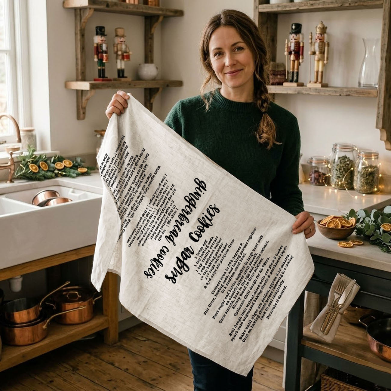 christmas tea towel recipe baking gingerbread cookies
holiday dish towel printed gingerbread recipe
decorative kitchen towel with christmas cookie recipe
soft cotton kitchen towel gingerbread recipe design
christmas hand towel baking recipe gingerbread cookies