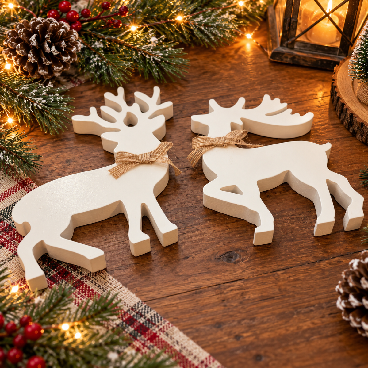 white Christmas reindeer figurines
rustic Christmas deer tabletop decor
wooden reindeer decorations for Christmas
Christmas reindeer shelf decor