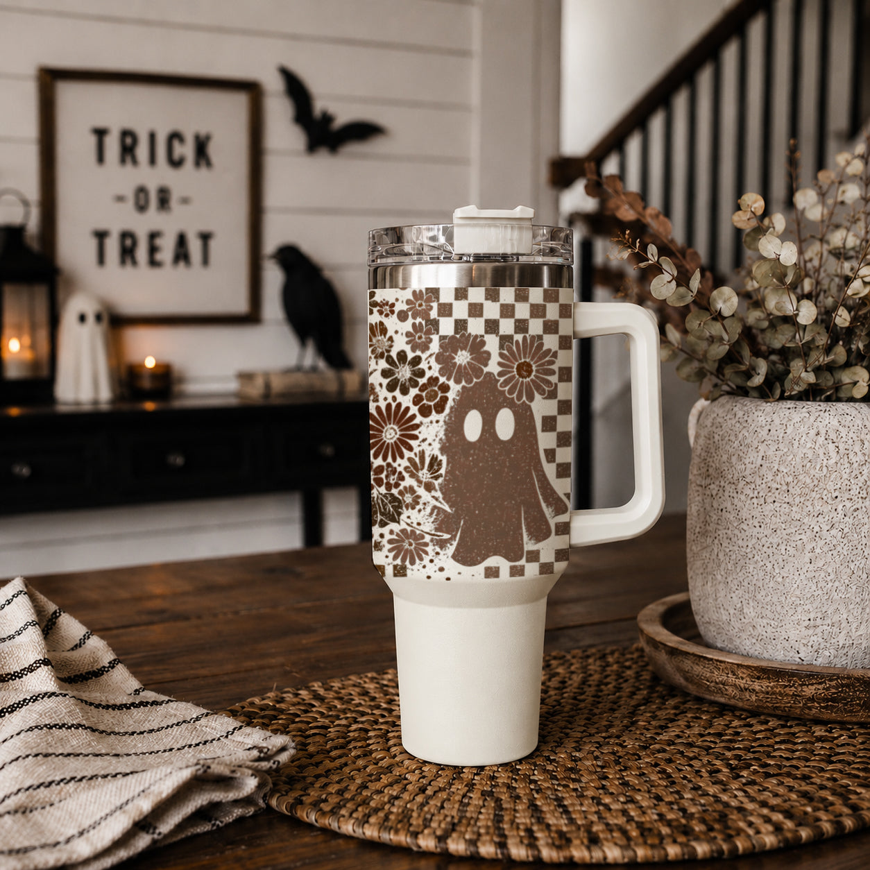Skull and ghost tumbler gift for Halloween lovers
Retro spooky cup gift for Halloween fans
Halloween coffee lover gift with skull ghost design
Spooky cute gift tumbler with checkered Halloween pattern
Fall Halloween gift cup with ghost skull and flowers
Halloween tumbler gift for women who love spooky season
Ghost and skull cup gift for spooky girls
Retro Halloween gift for coffee lovers
Halloween boutique tumbler with ghost skull checkered design