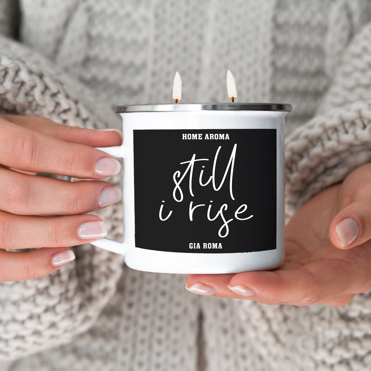 Still I rise mug candle