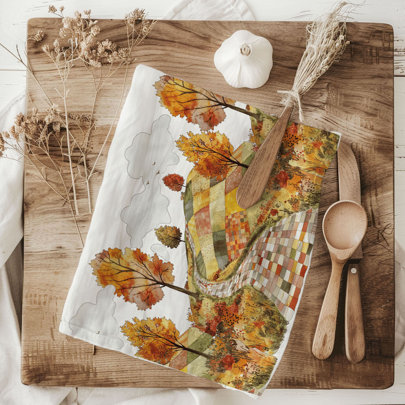 autumn scenic route dish towel for road trip lovers
fall landscape cotton towel for seasonal home gift box
vintage fall landscape kitchen towel with winding road
classic autumn countryside dish towel for farmhouse décor
