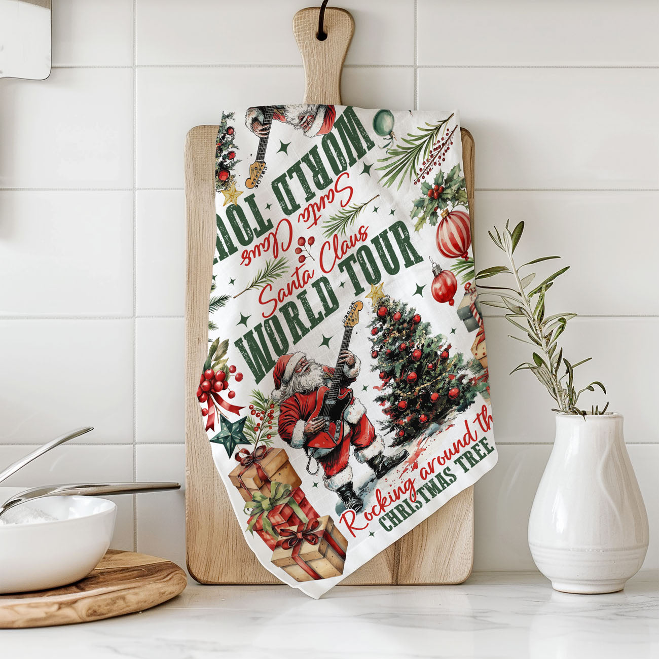 Christmas season kitchen towel Santa theme
holiday season decor kitchen towel festive Santa
winter kitchen decor towel Santa music design
Christmas party kitchen towel Santa theme