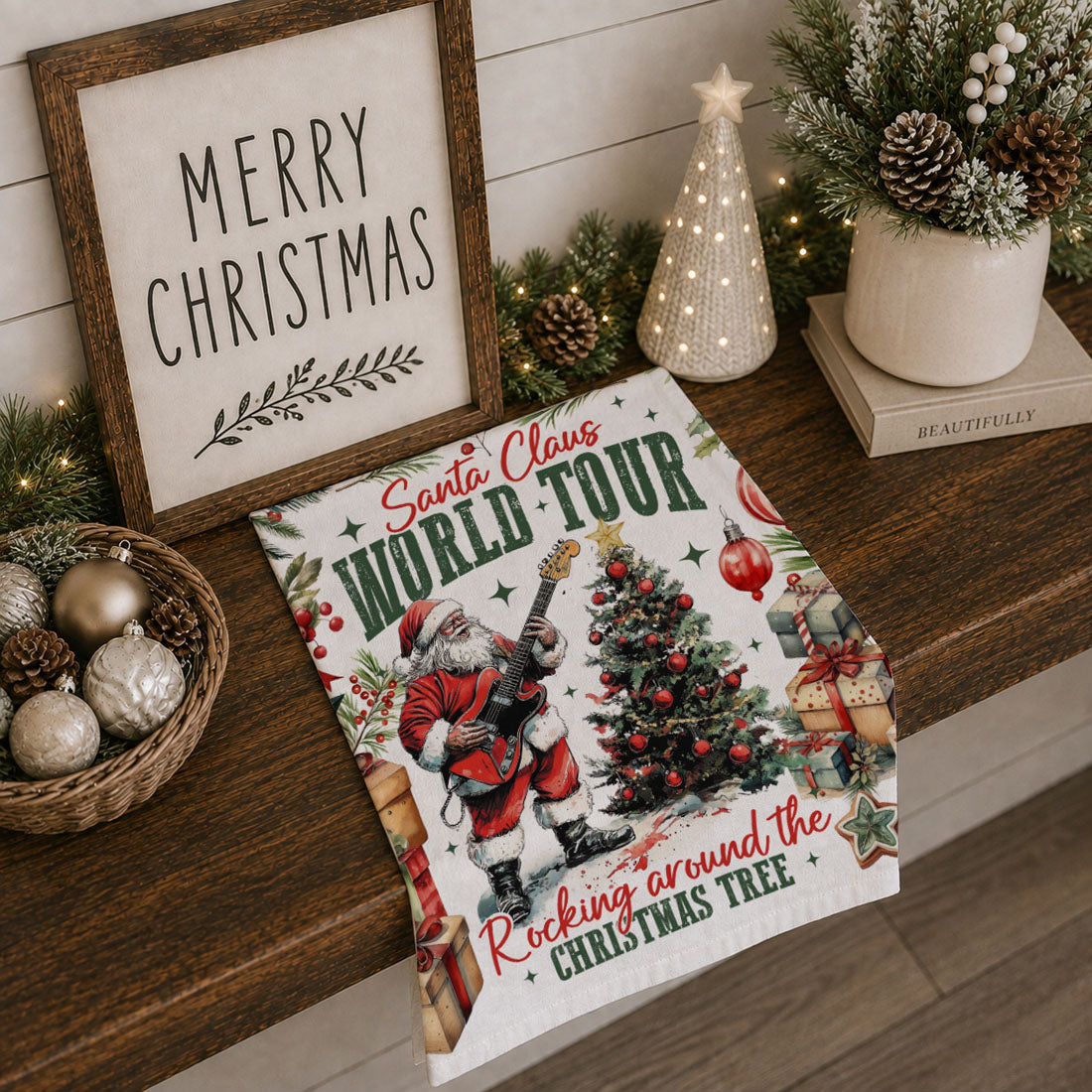 playful Santa Claus rock band kitchen towel
novelty Christmas kitchen towel Santa theme
funny holiday gift Santa kitchen towel
Santa rock concert Christmas towel
cheeky Santa Claus holiday decor towel
holiday brunch kitchen towel festive theme
Christmas party kitchen accessory towel